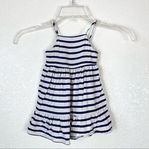 12-18M Old Navy Baby Girl White & Navy Striped Tiered Sleeveless Dress